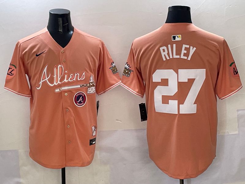 Men Atlanta Braves #27 Riley Orange Five generations Joint Name 2025 Nike MLB Jersey style 8->more jerseys->MLB Jersey